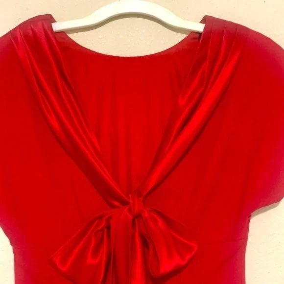 DONNA RICCO Rare Red ruffled removable shoulder sheath dress women’s size 8P - Picture 8 of 12